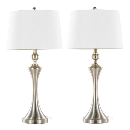 Silver Flint 30" Metal Table Lamp with USB - Set of 2
