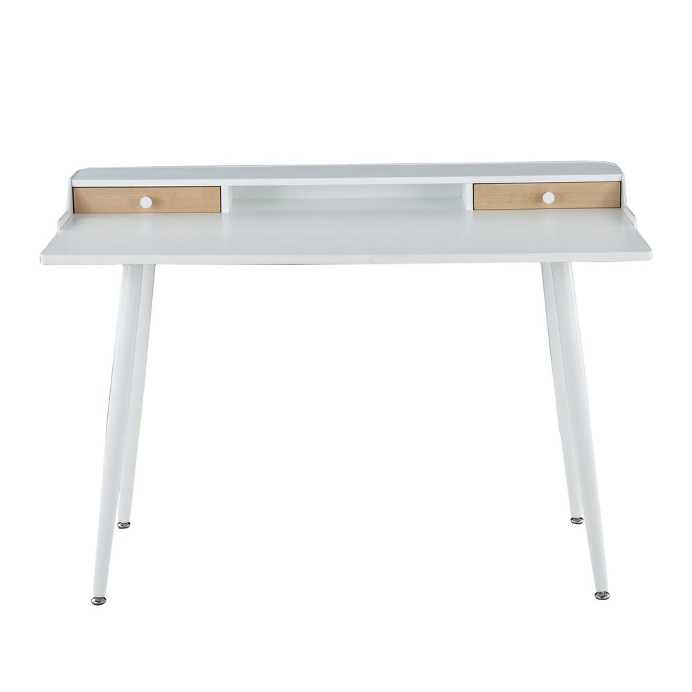 White Steel, White Wood, Natural Wood Harvey Desk