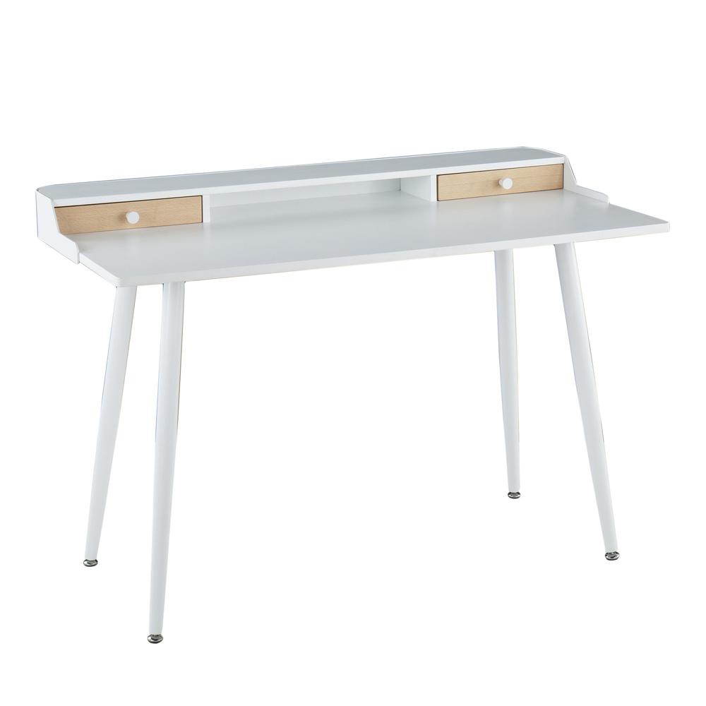 White Steel, White Wood, Natural Wood Harvey Desk