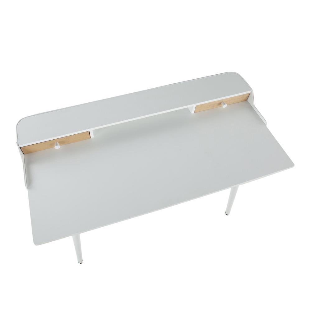 White Steel, White Wood, Natural Wood Harvey Desk