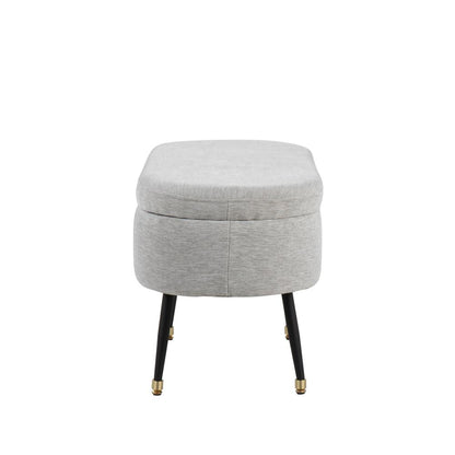 Black Metal, Light Grey Fabric, Gold Accent Harvey Storage Bench
