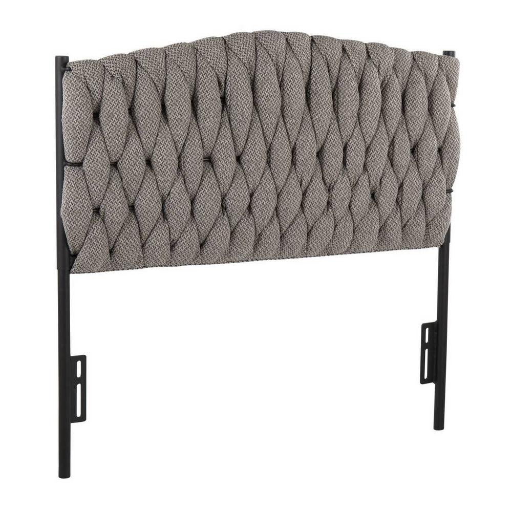 Black Metal, Grey Fabric Braided Matisse Headboard