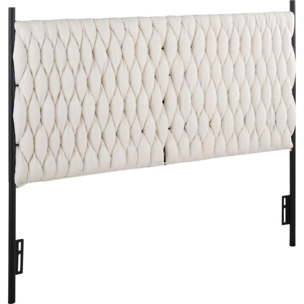 Black Metal, Cream Sherpa Fabric Braided Matisse Headboard