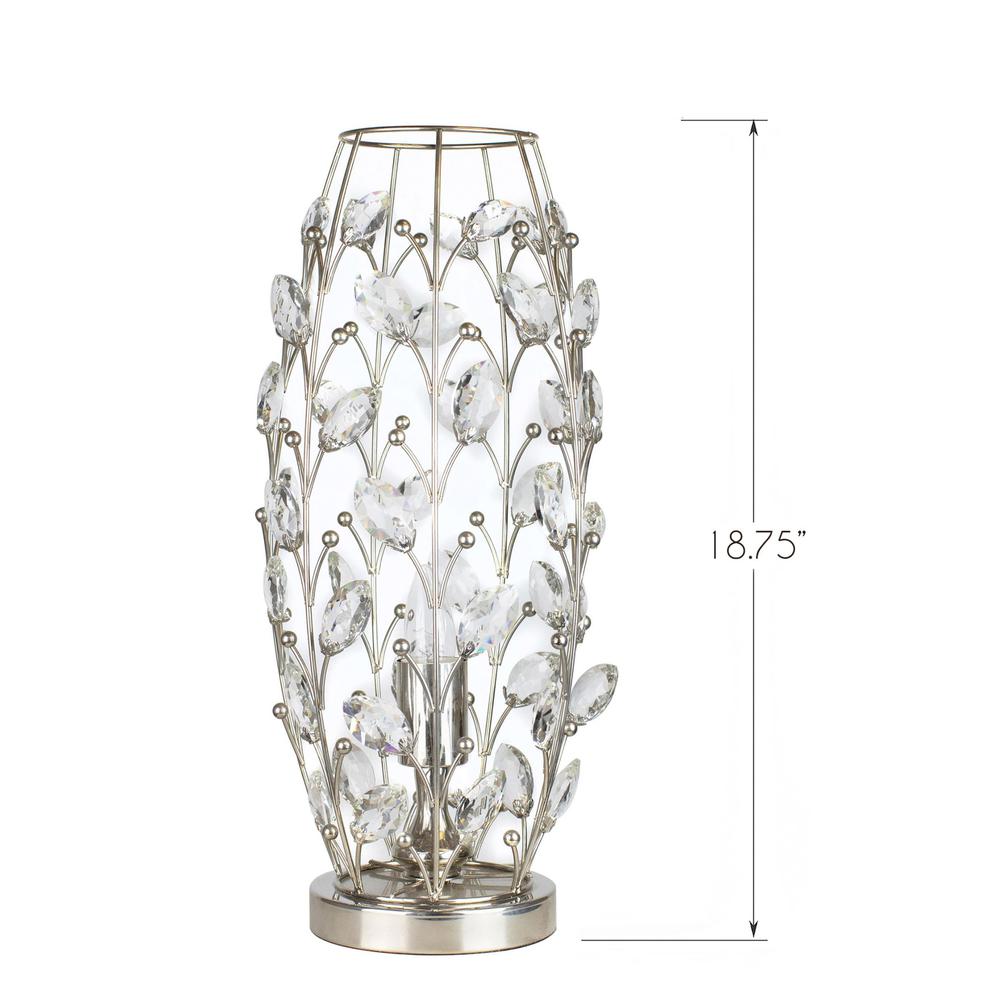 Polished Nickel, Clear Crystal Crystal Buds 18" Metal Uplight