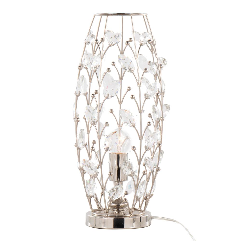 Polished Nickel, Clear Crystal Crystal Buds 18" Metal Uplight