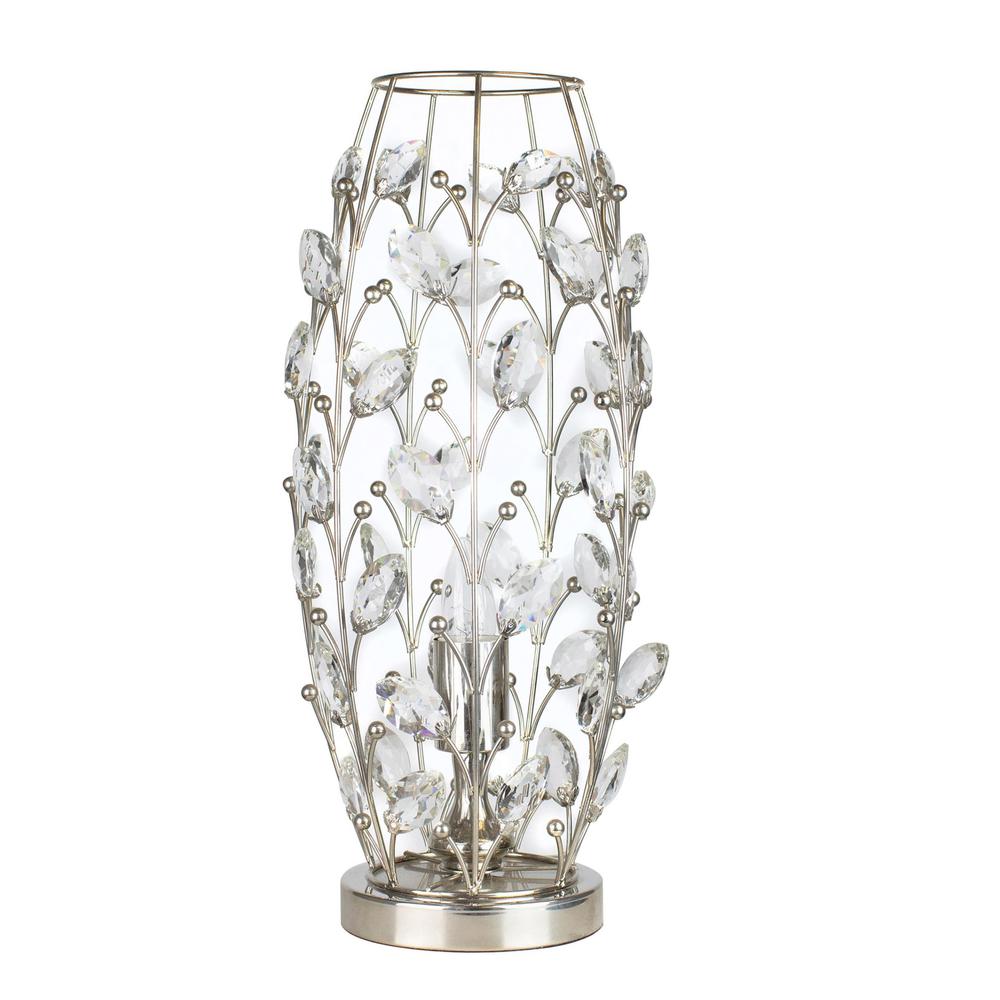 Polished Nickel, Clear Crystal Crystal Buds 18" Metal Uplight