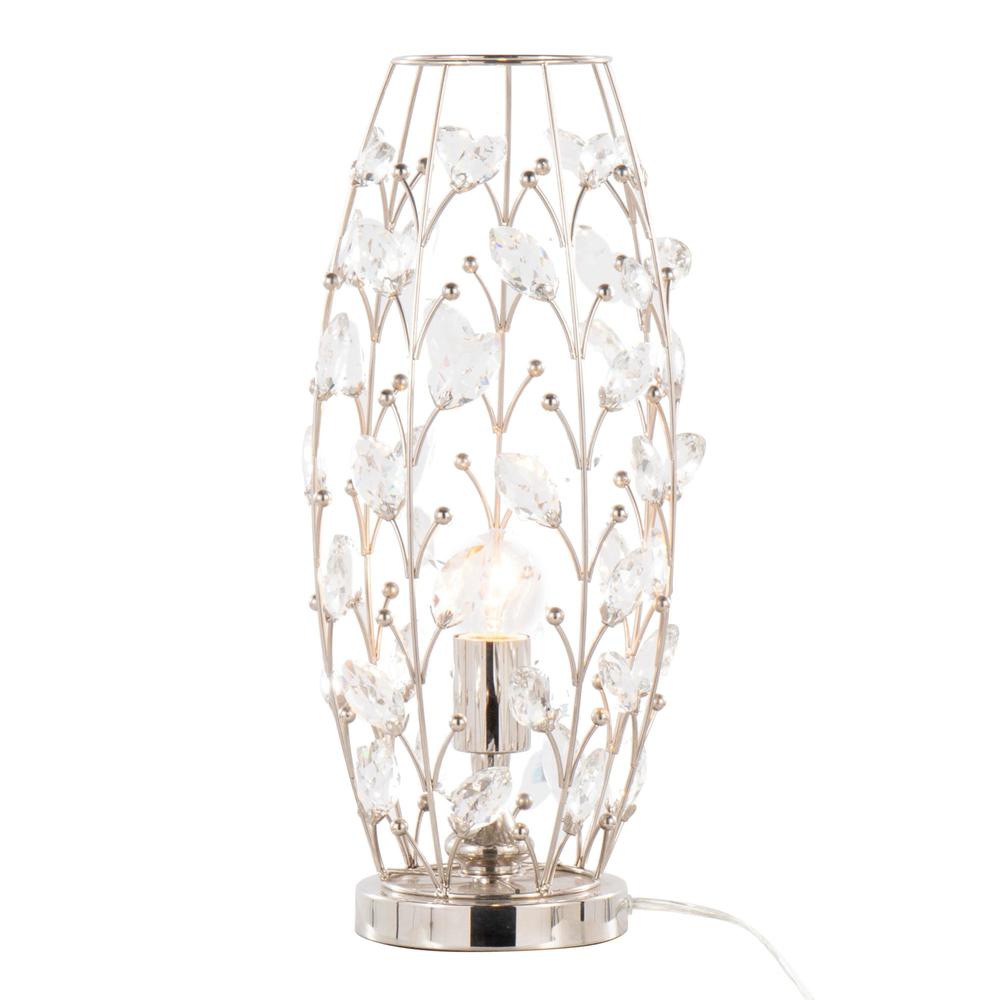 Polished Nickel, Clear Crystal Crystal Buds 18" Metal Uplight