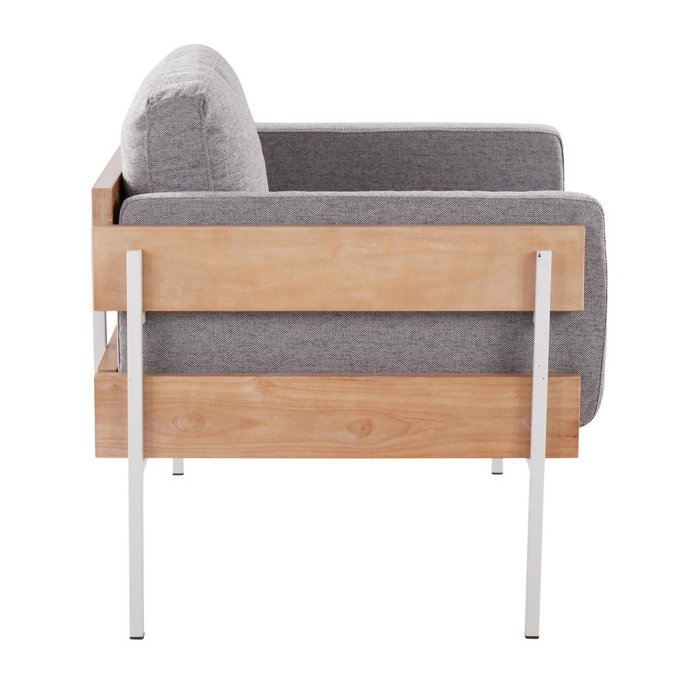 White Metal, Natural Wood, Light Grey Fabric Kari Accent Chair