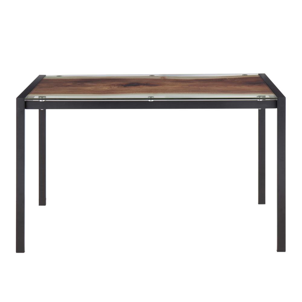 Black Steel, Printed Glass Live Edge Table