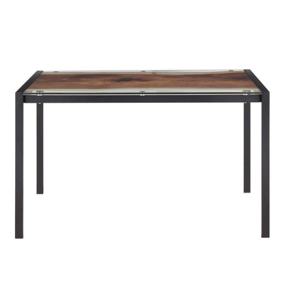 Black Steel, Printed Glass Live Edge Table
