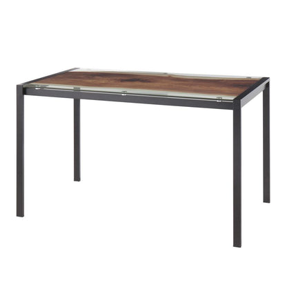 Black Steel, Printed Glass Live Edge Table