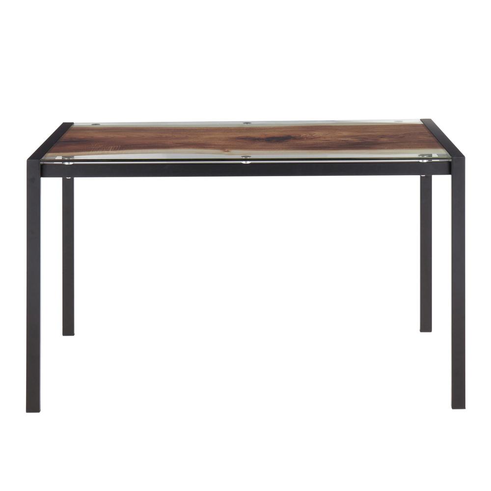 Black Steel, Printed Glass Live Edge Table