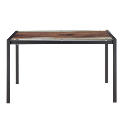 Black Steel, Printed Glass Live Edge Table