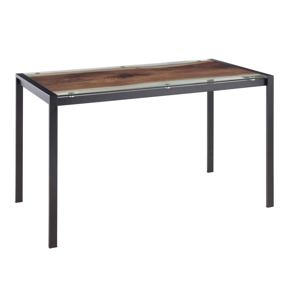 Black Steel, Printed Glass Live Edge Table