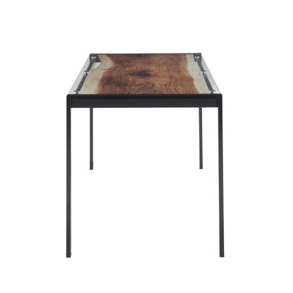 Black Steel, Printed Glass Live Edge Table