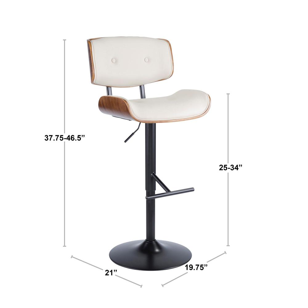 Walnut, Cream Lombardi Barstool