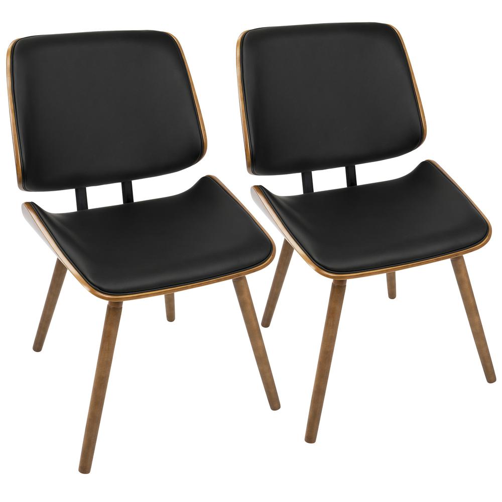 Walnut, Black Lombardi Chair - Set of 2