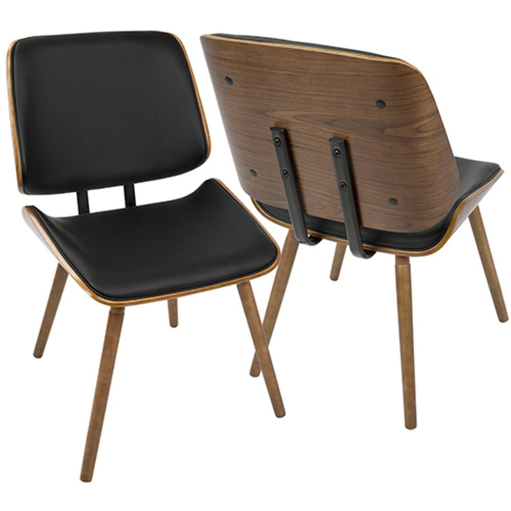 Walnut, Black Lombardi Chair - Set of 2
