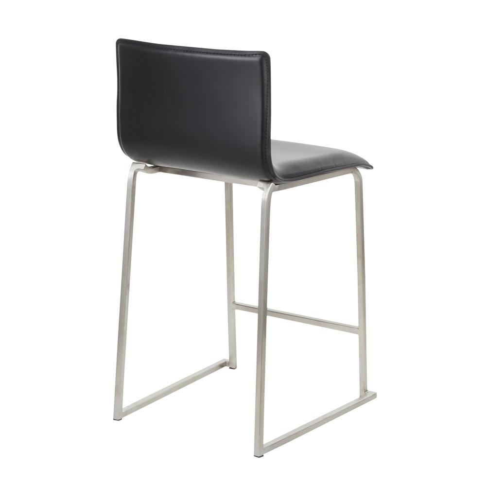Stainless Steel, Black PU Mara Counter Stool - Set of 2