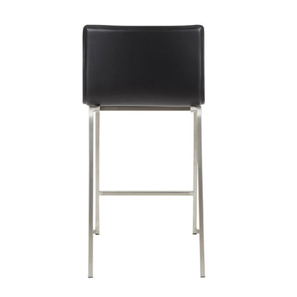Stainless Steel, Black PU Mara Counter Stool - Set of 2