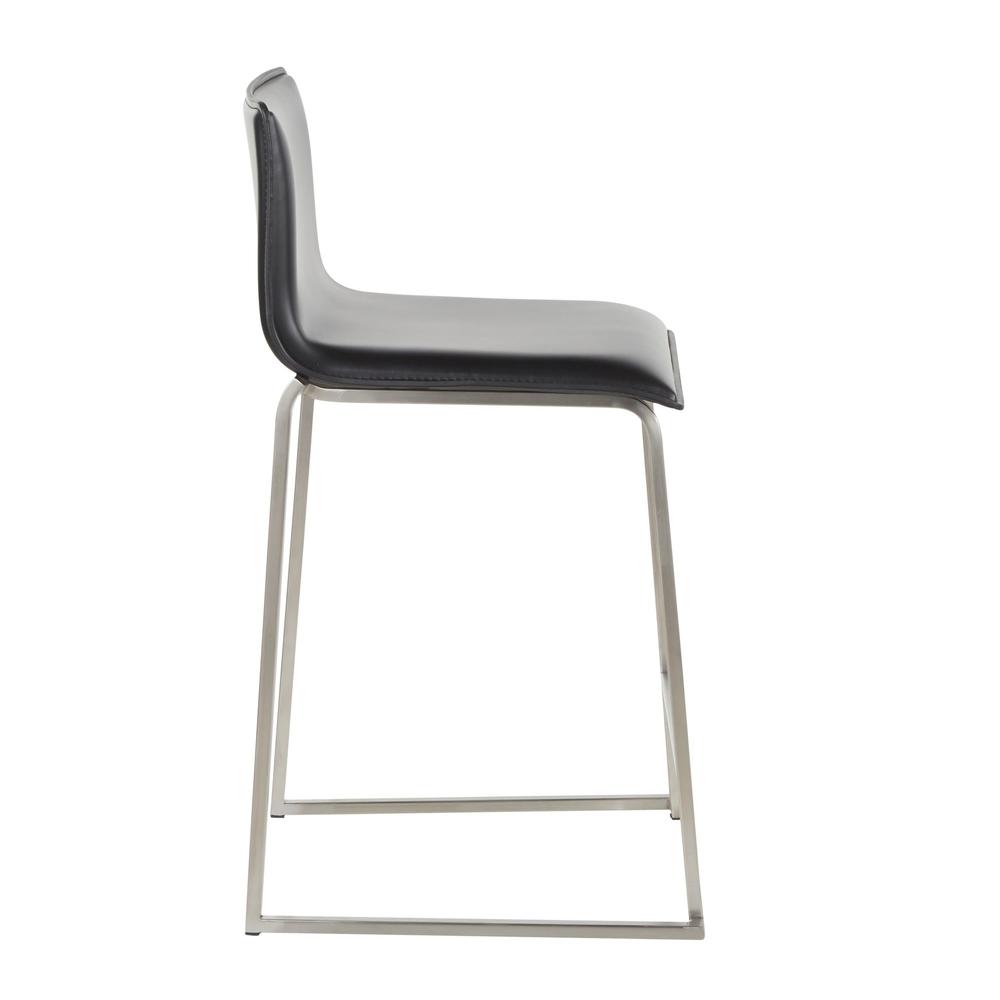 Stainless Steel, Black PU Mara Counter Stool - Set of 2