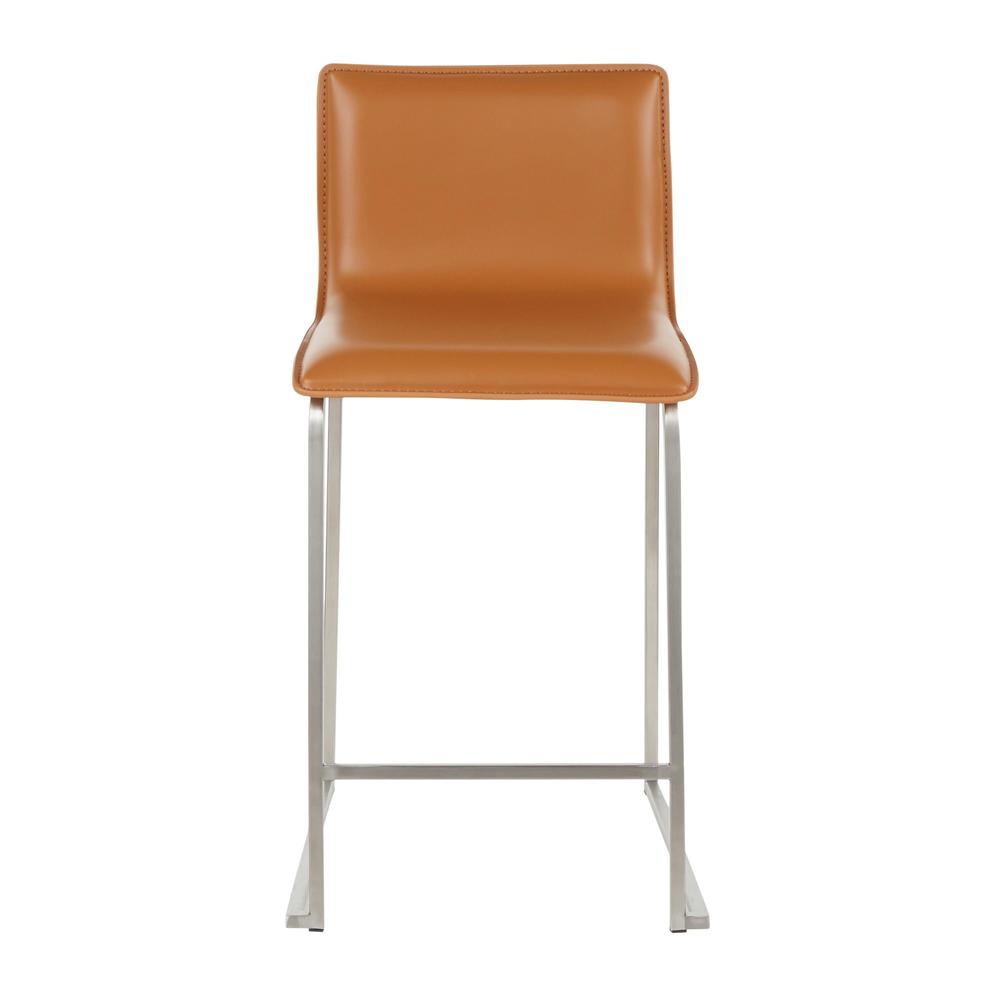 Stainless Steel, Camel PU Mara Counter Stool - Set of 2