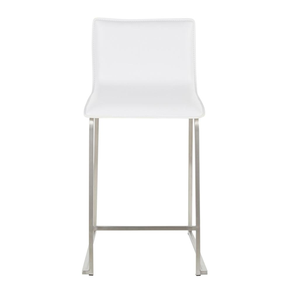 Stainless Steel, White PU Mara Counter Stool - Set of 2