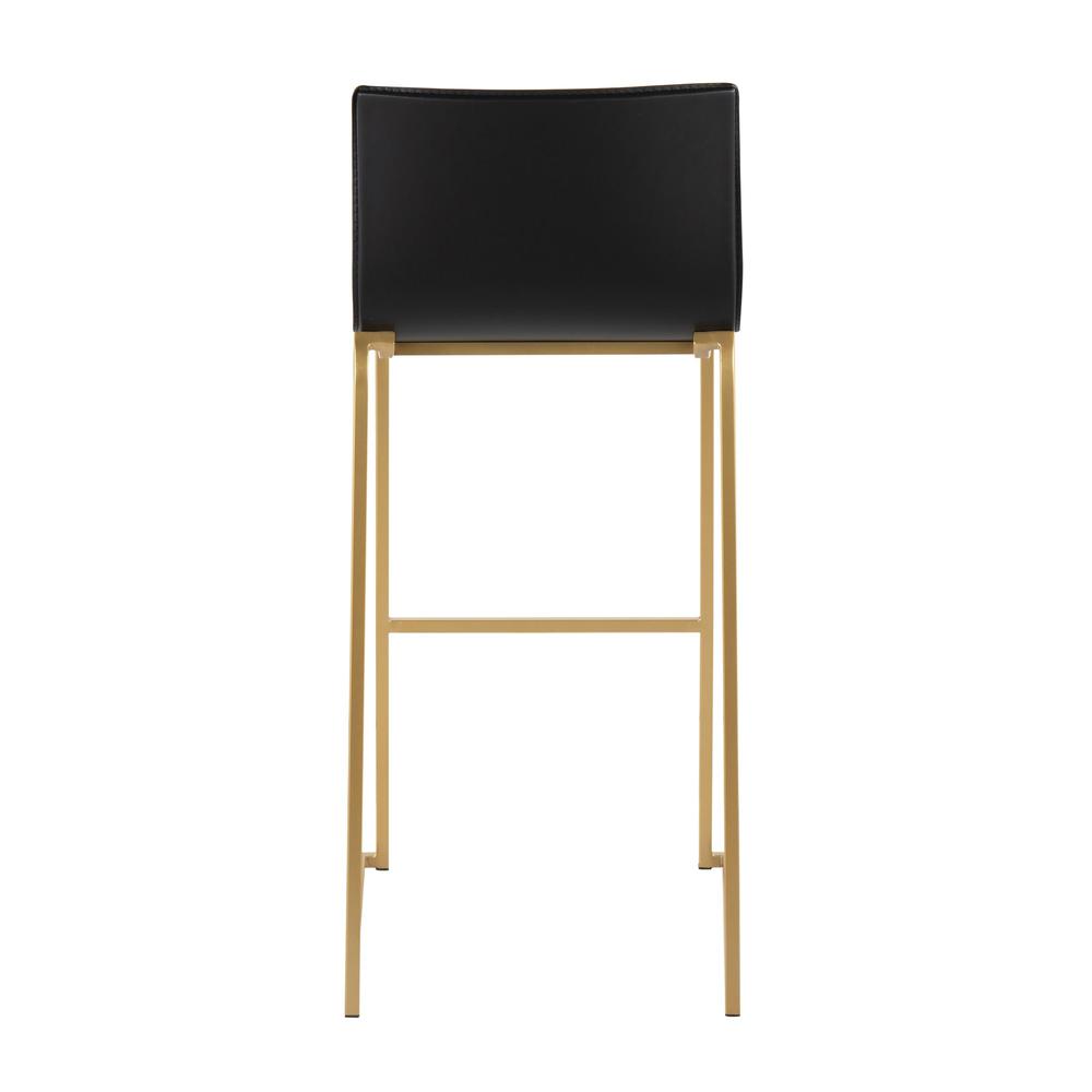 Gold Steel, Black PU Mara Barstool - Set of 2