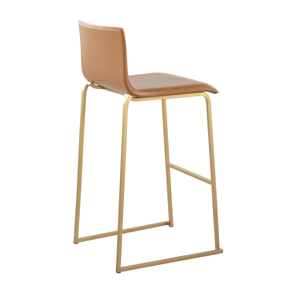 Gold Steel, Camel PU Mara Barstool - Set of 2