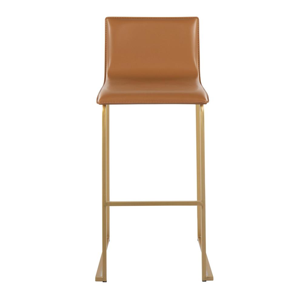 Gold Steel, Camel PU Mara Barstool - Set of 2