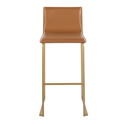 Gold Steel, Camel PU Mara Barstool - Set of 2