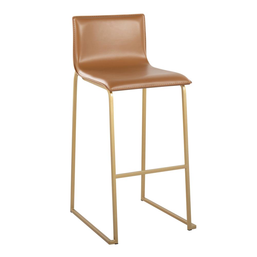 Gold Steel, Camel PU Mara Barstool - Set of 2