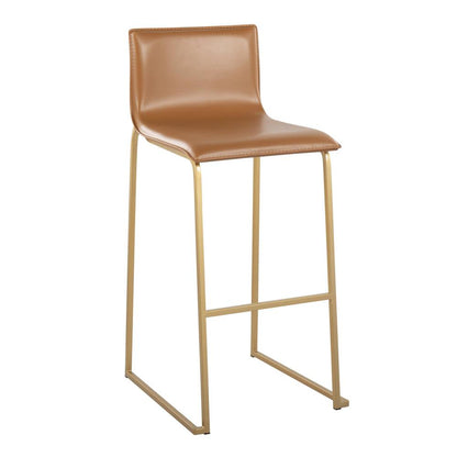 Gold Steel, Camel PU Mara Barstool - Set of 2