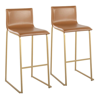 Gold Steel, Camel PU Mara Barstool - Set of 2