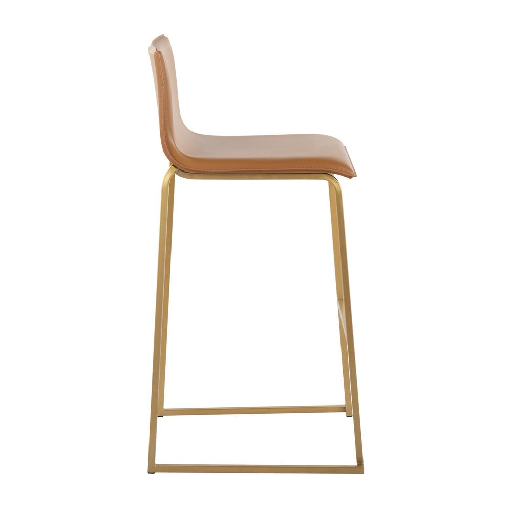 Gold Steel, Camel PU Mara Barstool - Set of 2