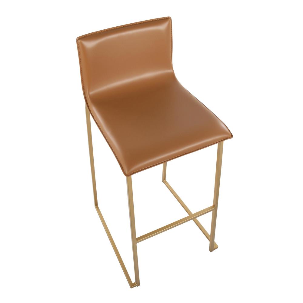Gold Steel, Camel PU Mara Barstool - Set of 2