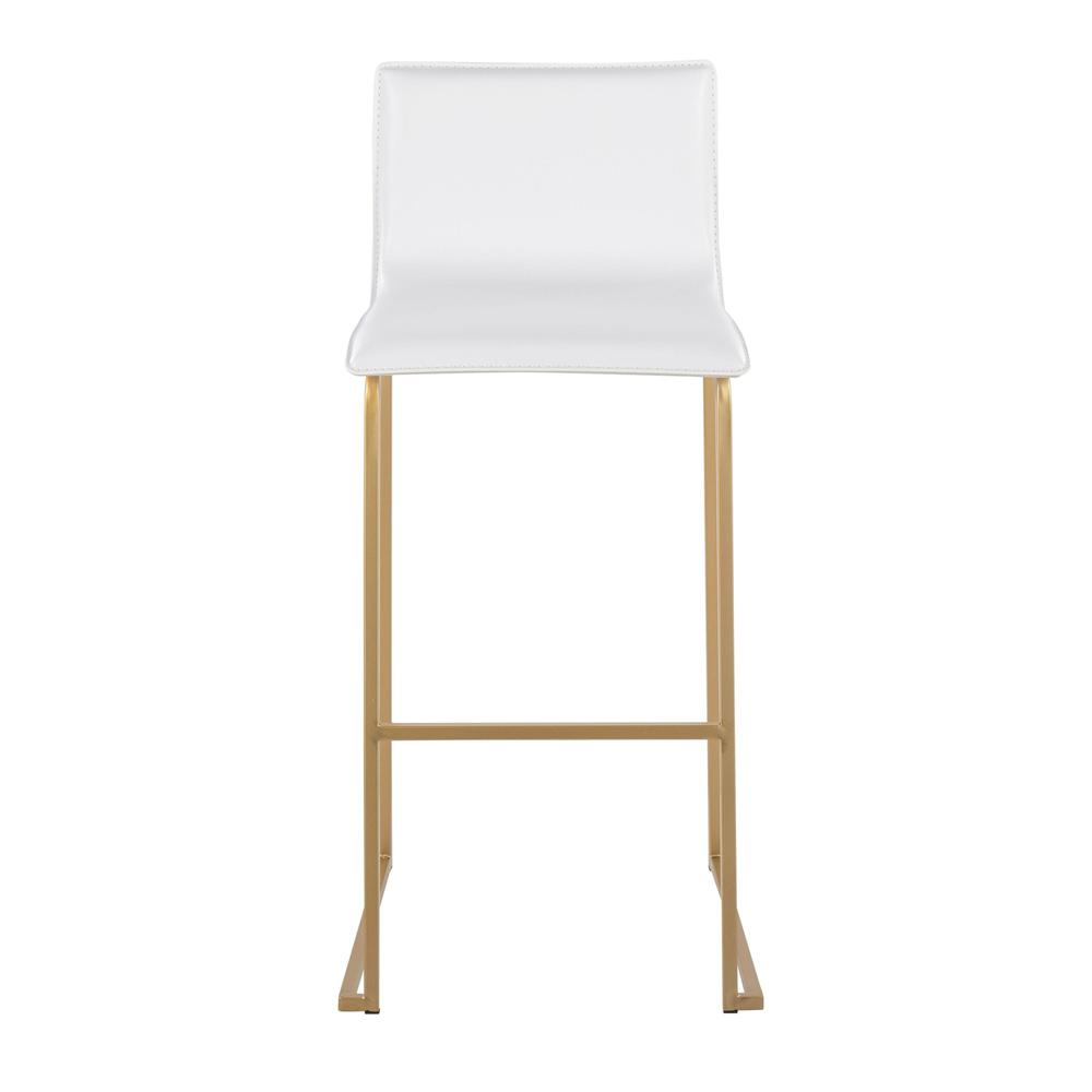 Gold Steel, White PU Mara Barstool - Set of 2