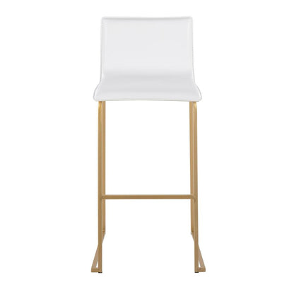 Gold Steel, White PU Mara Barstool - Set of 2