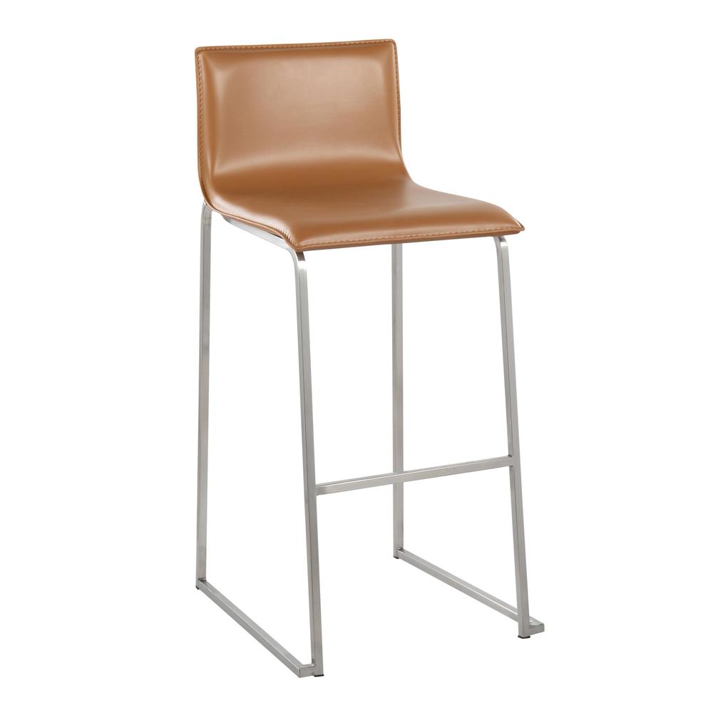 Stainless Steel, Camel PU Mara Barstool - Set of 2