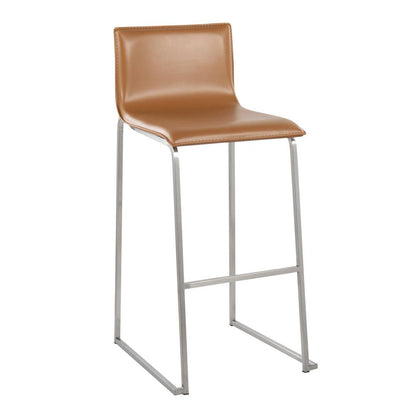 Stainless Steel, Camel PU Mara Barstool - Set of 2