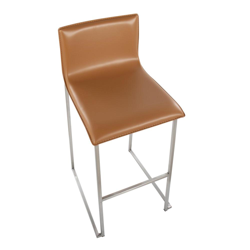 Stainless Steel, Camel PU Mara Barstool - Set of 2