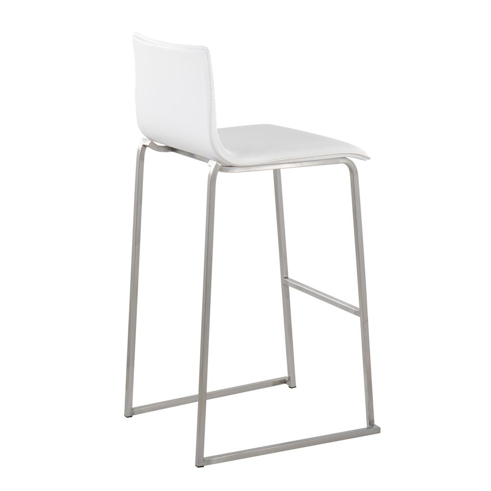 Stainless Steel, White PU Mara Barstool - Set of 2