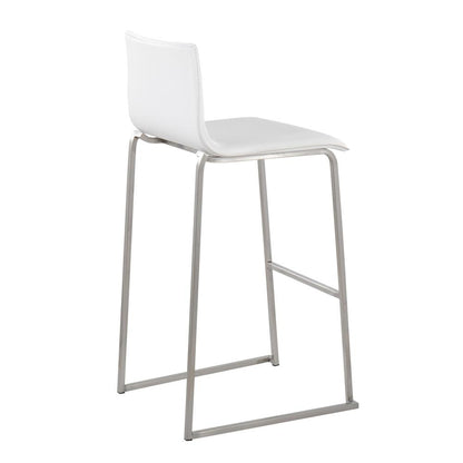 Stainless Steel, White PU Mara Barstool - Set of 2