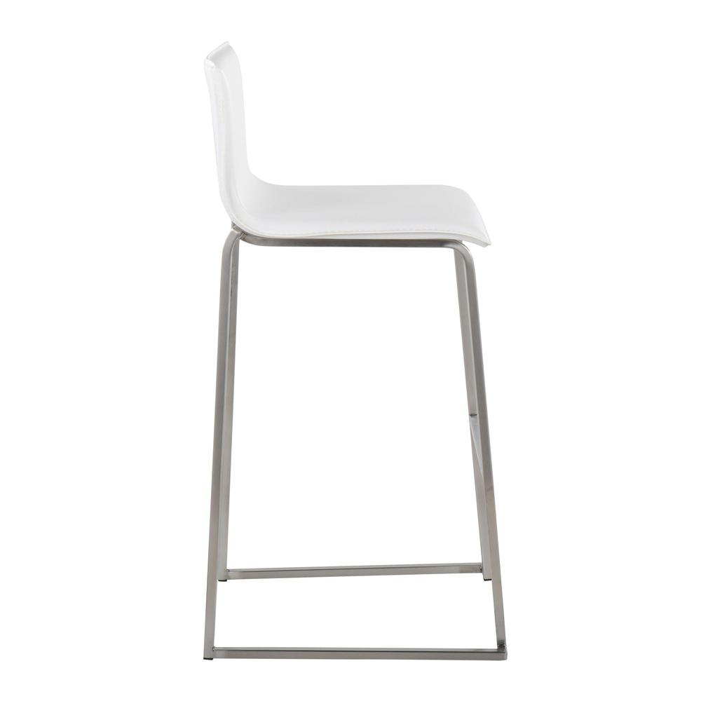 Stainless Steel, White PU Mara Barstool - Set of 2