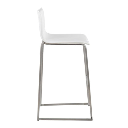 Stainless Steel, White PU Mara Barstool - Set of 2