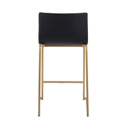 Gold Metal, Black PU Mara Counter Stool - Set of 2