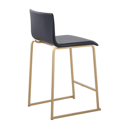 Gold Metal, Black PU Mara Counter Stool - Set of 2