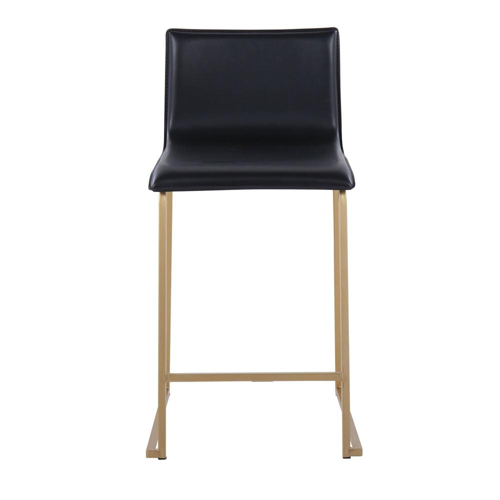 Gold Metal, Black PU Mara Counter Stool - Set of 2