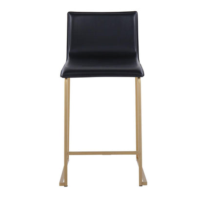 Gold Metal, Black PU Mara Counter Stool - Set of 2