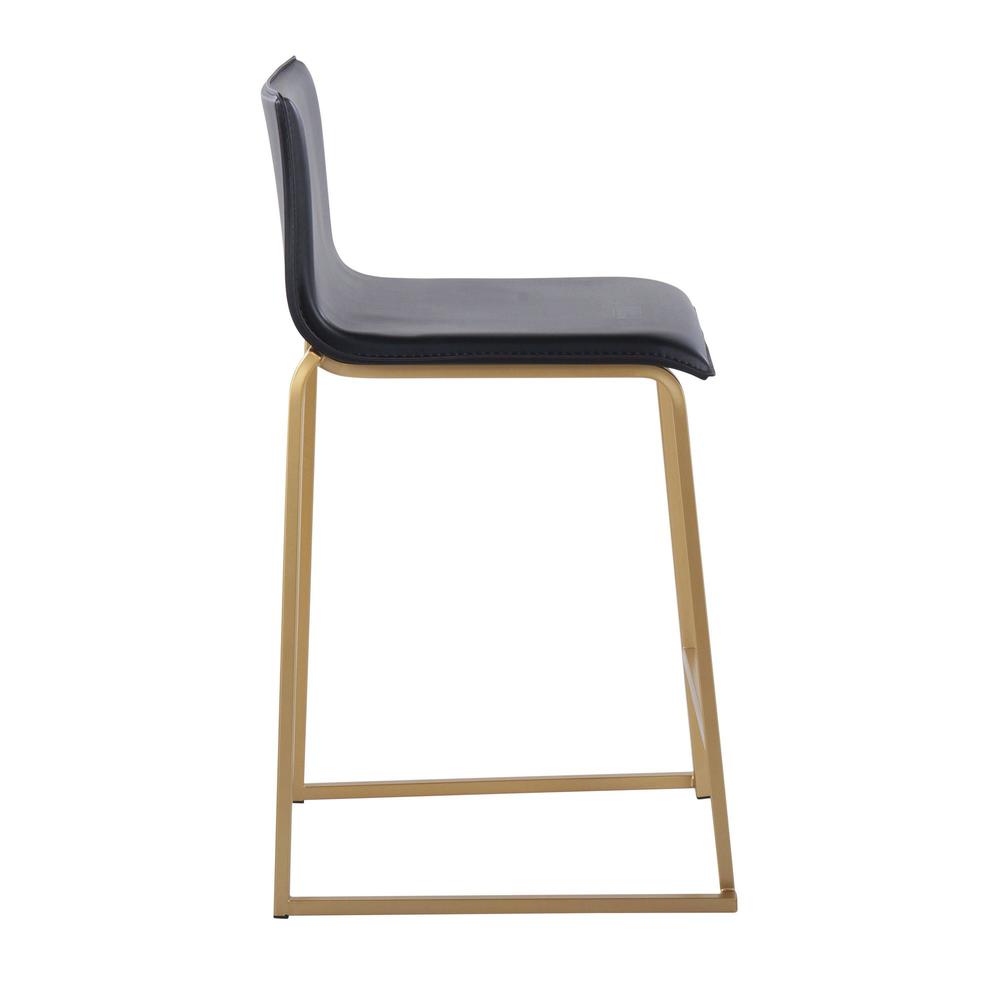 Gold Metal, Black PU Mara Counter Stool - Set of 2